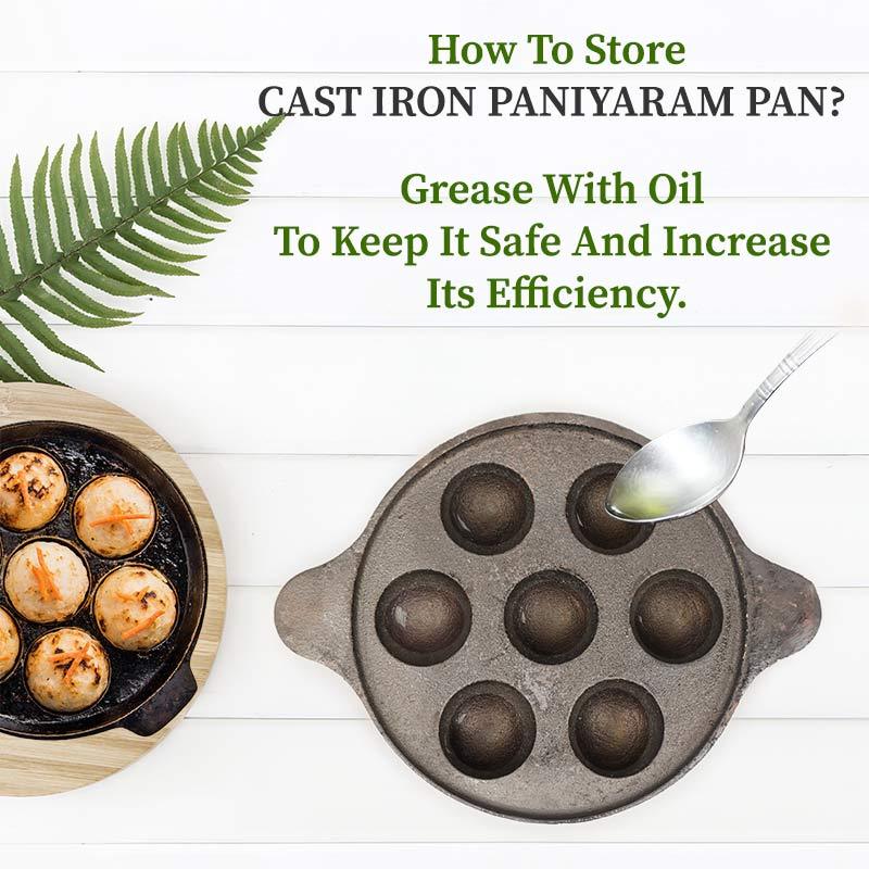 Cast Iron Paniyaram Pan, 12 Pit, How To Use Cast Iron Paniyaram Pan, Toxin-Free
