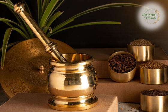 Organic brass mortar and Pestle